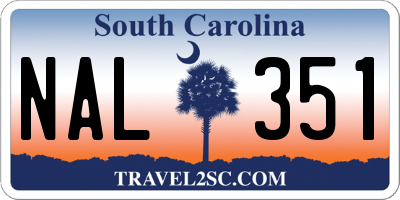 SC license plate NAL351