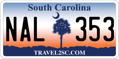 SC license plate NAL353