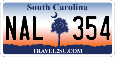 SC license plate NAL354