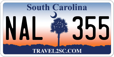 SC license plate NAL355