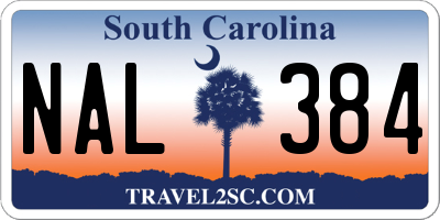 SC license plate NAL384