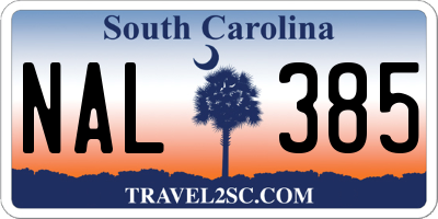 SC license plate NAL385