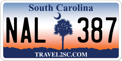 SC license plate NAL387
