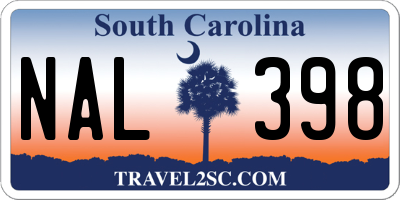 SC license plate NAL398