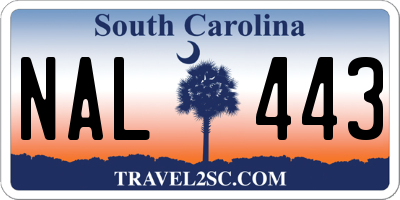 SC license plate NAL443