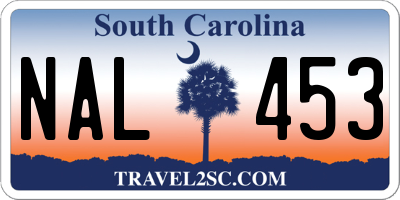 SC license plate NAL453