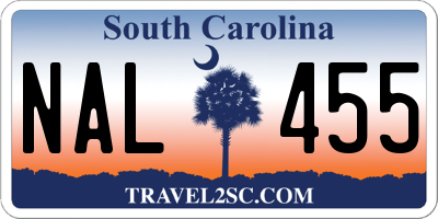 SC license plate NAL455
