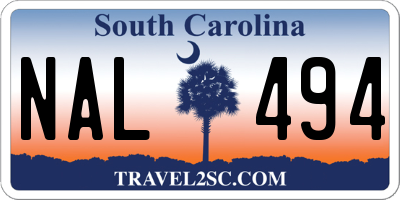 SC license plate NAL494