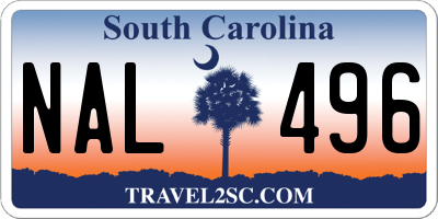 SC license plate NAL496