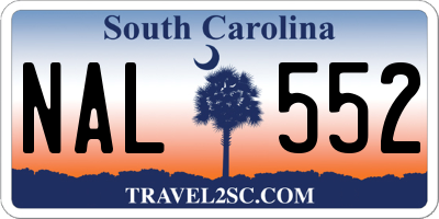 SC license plate NAL552