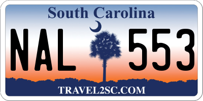 SC license plate NAL553