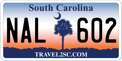 SC license plate NAL602