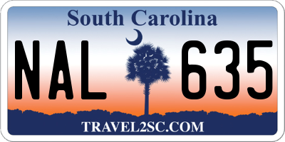 SC license plate NAL635