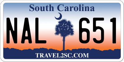 SC license plate NAL651