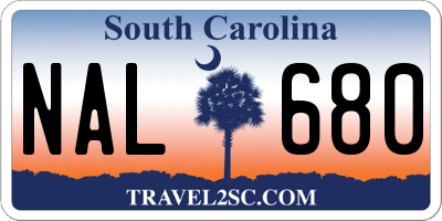 SC license plate NAL680