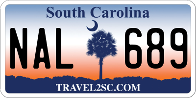 SC license plate NAL689
