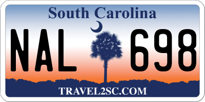 SC license plate NAL698