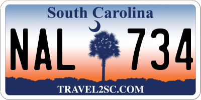 SC license plate NAL734