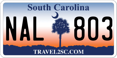 SC license plate NAL803