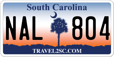 SC license plate NAL804