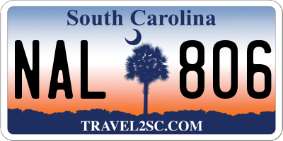 SC license plate NAL806