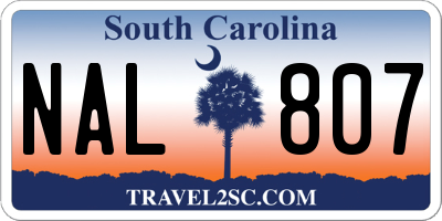 SC license plate NAL807