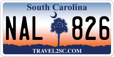 SC license plate NAL826