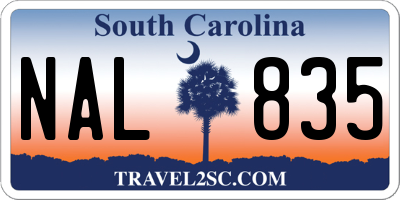 SC license plate NAL835