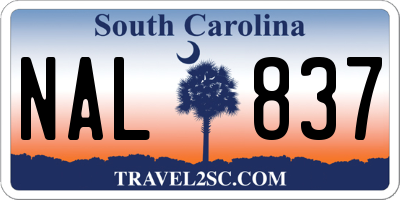 SC license plate NAL837