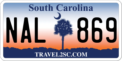 SC license plate NAL869