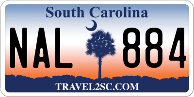 SC license plate NAL884
