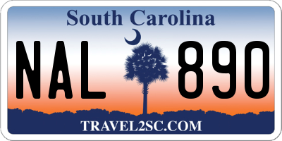 SC license plate NAL890