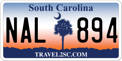 SC license plate NAL894