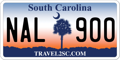 SC license plate NAL900