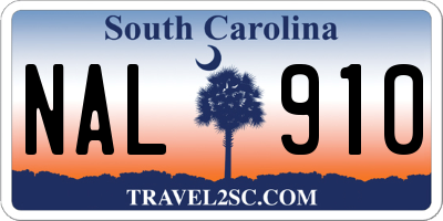 SC license plate NAL910