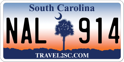 SC license plate NAL914