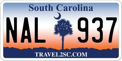 SC license plate NAL937