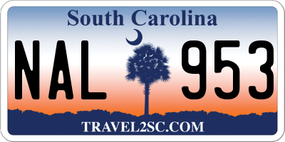 SC license plate NAL953