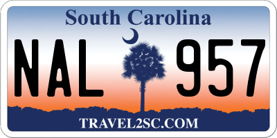 SC license plate NAL957