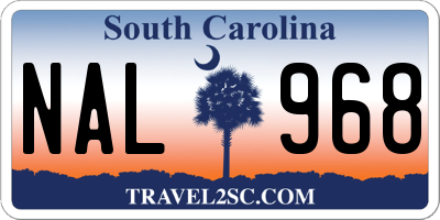 SC license plate NAL968