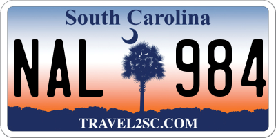 SC license plate NAL984