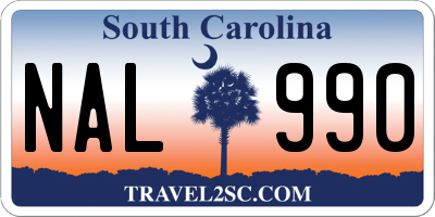 SC license plate NAL990