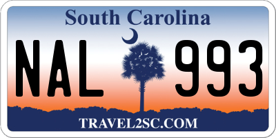SC license plate NAL993