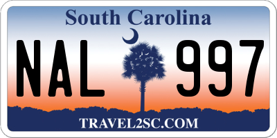 SC license plate NAL997