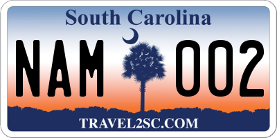 SC license plate NAM002