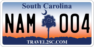 SC license plate NAM004