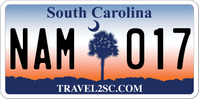 SC license plate NAM017