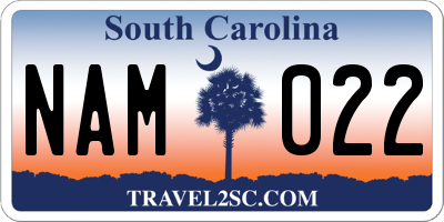 SC license plate NAM022