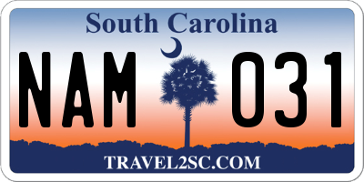 SC license plate NAM031