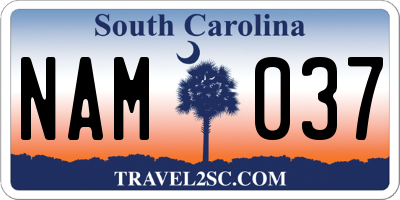 SC license plate NAM037